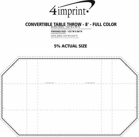 Imprint Area of Serged Convertible Table Throw - 6' to 8' - Full Color