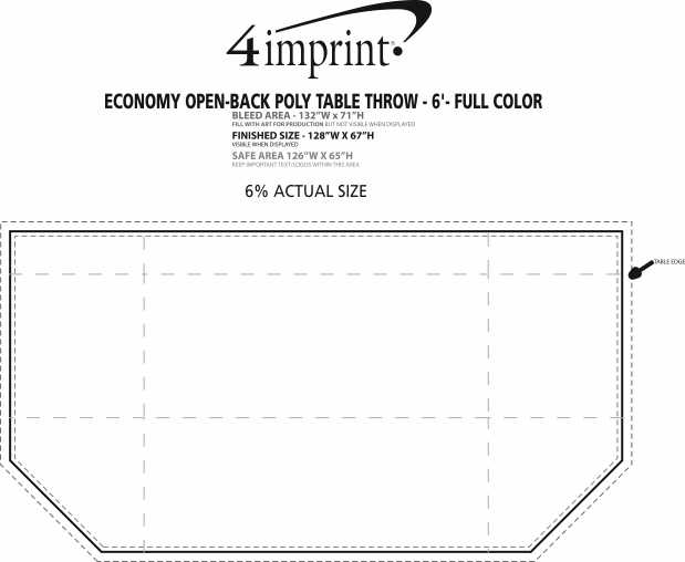 Imprint Area of Serged Open-Back Polyester Table Throw - 6' - Full Color