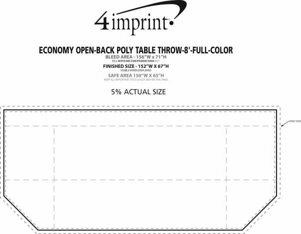 Imprint Area of Serged Open-Back Polyester Table Throw - 8' - Full Color