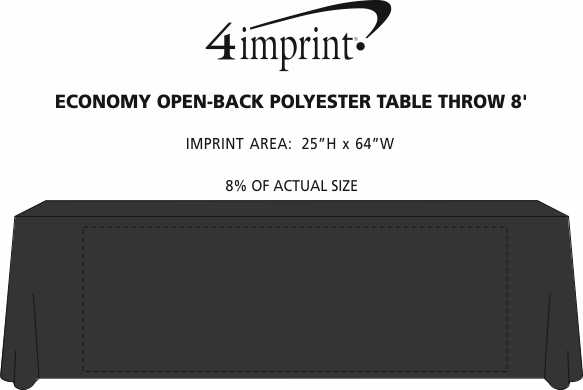 Imprint Area of Serged Open-Back Polyester Table Throw - 8'