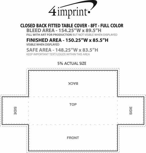 Imprint Area of Serged Closed-Back Fitted Table Cover - 8' - Full Color