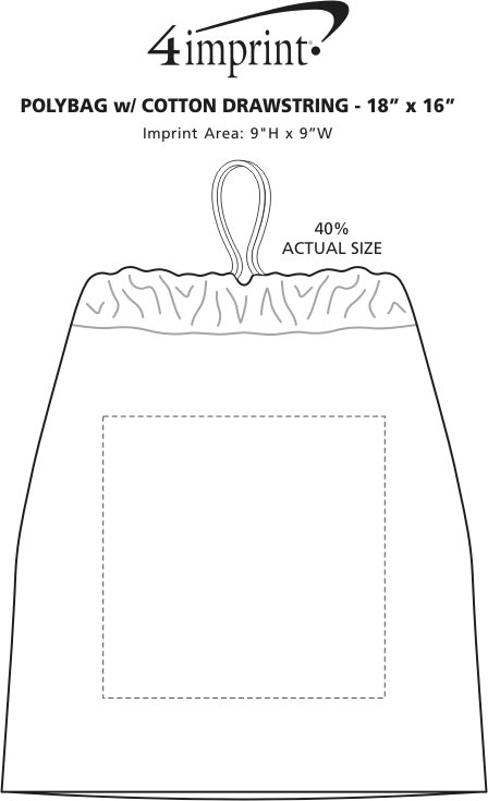 Imprint Area of Poly Bag with Cotton Drawstring - 18" x 16"