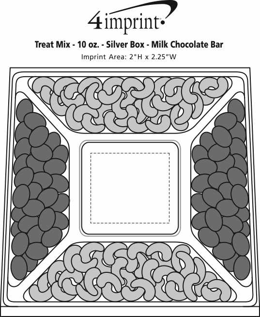 Imprint Area of Small Treat Mix - Silver Box - Milk Chocolate Bar