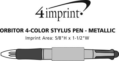 Imprint Area of Orbitor 4-Color Stylus Pen - Metallic