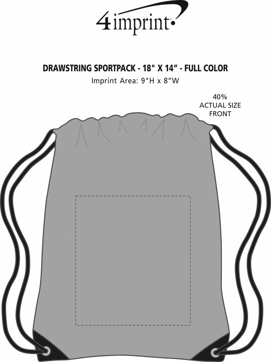 Imprint Area of Drawstring Sportpack - 18" x 14" - Full Color