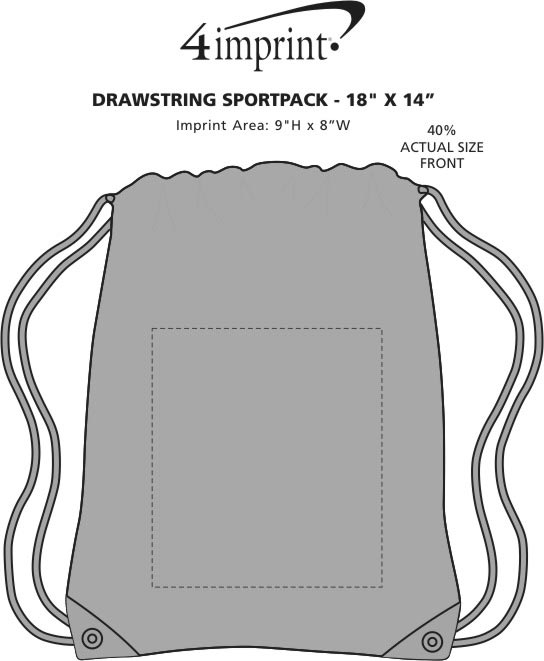 Imprint Area of Drawstring Sportpack - 18" x 14"