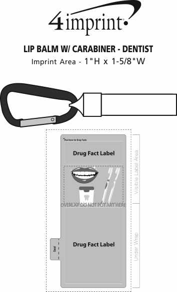 Imprint Area of Lip Balm with Carabiner - Dentist