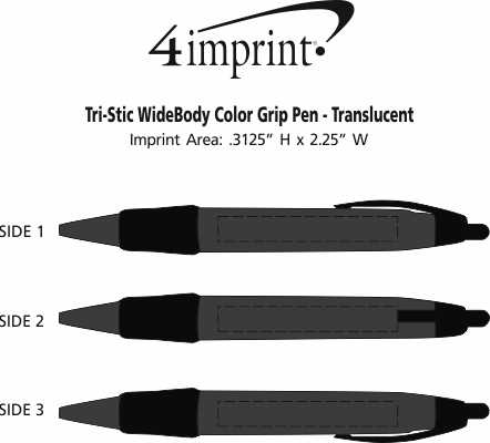 Imprint Area of Tri-Stic WideBody Color Grip Pen - Translucent