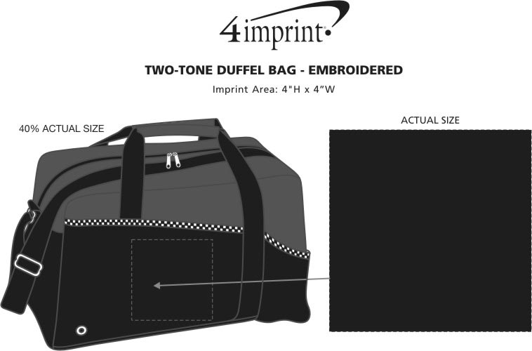 Imprint Area of Two-Tone Duffel Bag - Embroidered