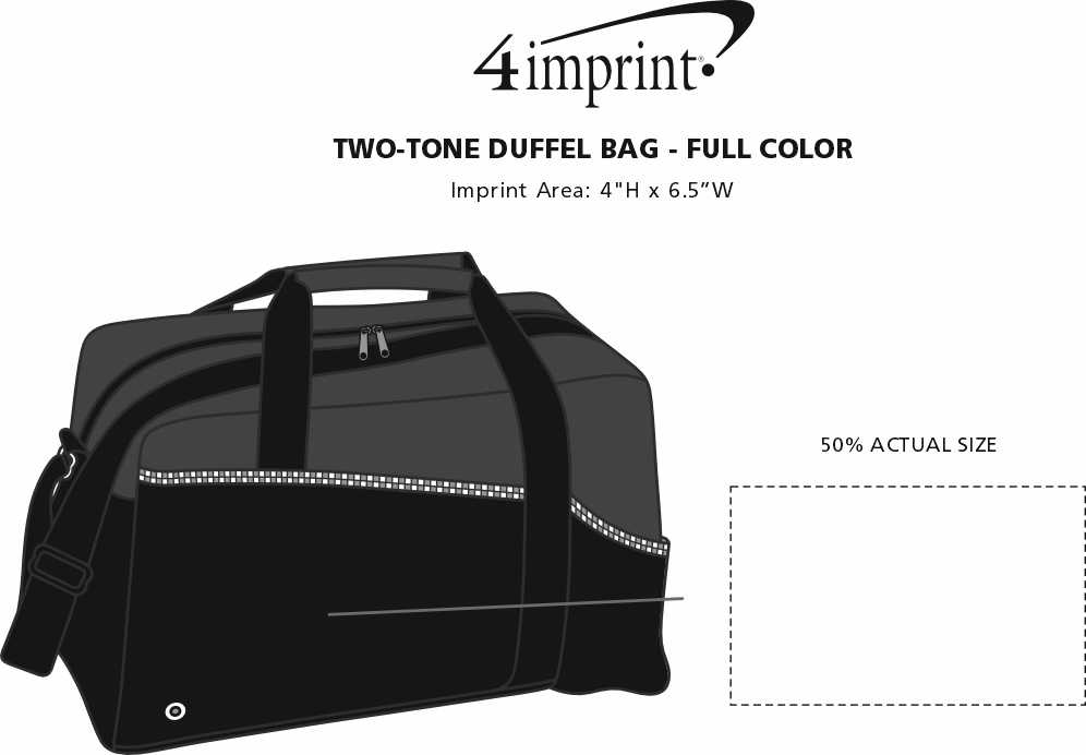 Imprint Area of Two-Tone Duffel Bag - Full Color