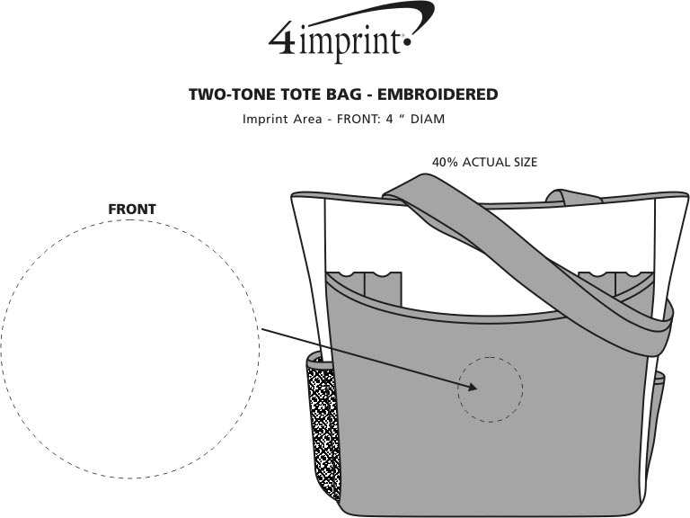 Imprint Area of Two-Tone Tote Bag - Embroidered