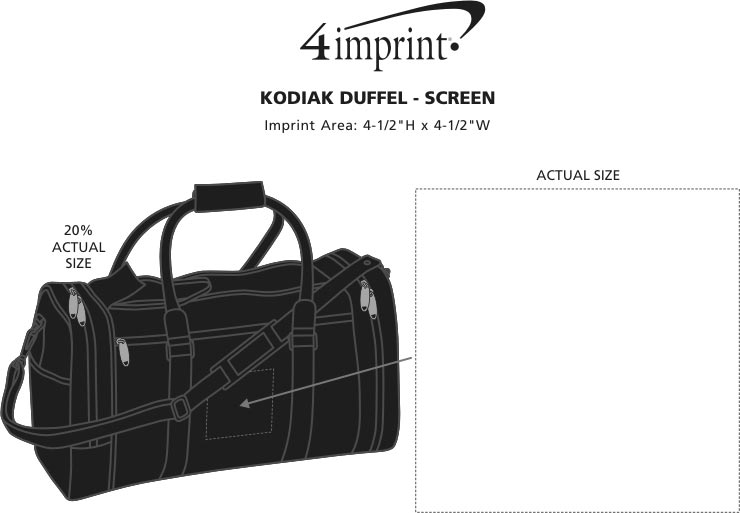 Imprint Area of Kodiak Duffel Bag - Screen