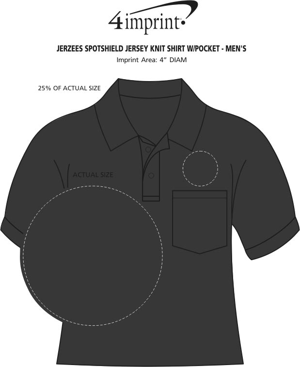 Imprint Area of Jerzees SpotShield Jersey Shirt with Pocket