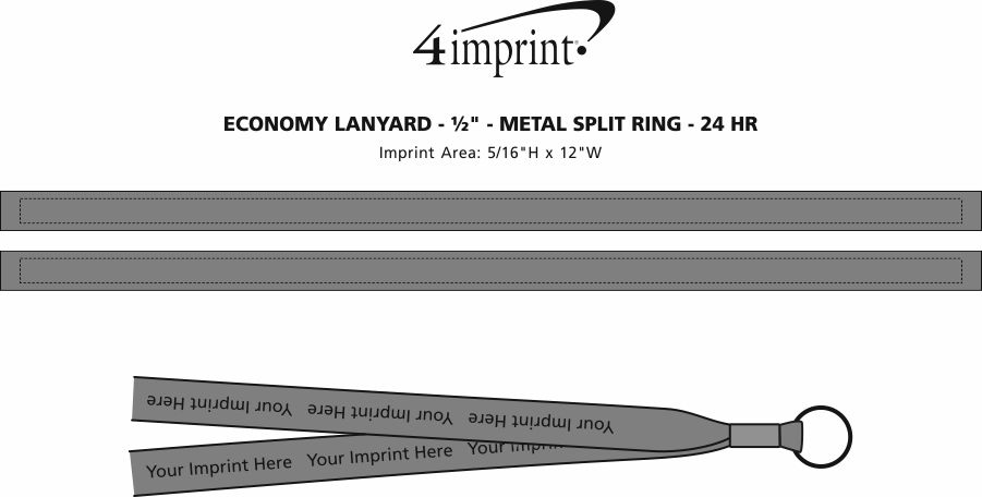 Imprint Area of Economy Lanyard - 1/2" - Metal Split Ring - 24 hr