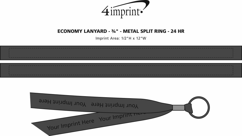 Imprint Area of Economy Lanyard - 3/4" - Metal Split Ring - 24 hr