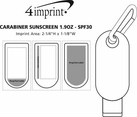 Imprint Area of Carabiner Sunscreen 1.9 oz. - SPF 30 - 24 hr