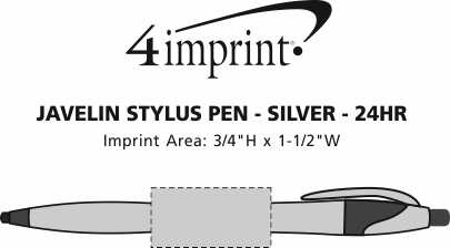 Imprint Area of Javelin Stylus Pen - Silver - 24 hr