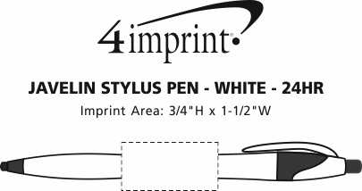 Imprint Area of Javelin Stylus Pen - White - 24 hr
