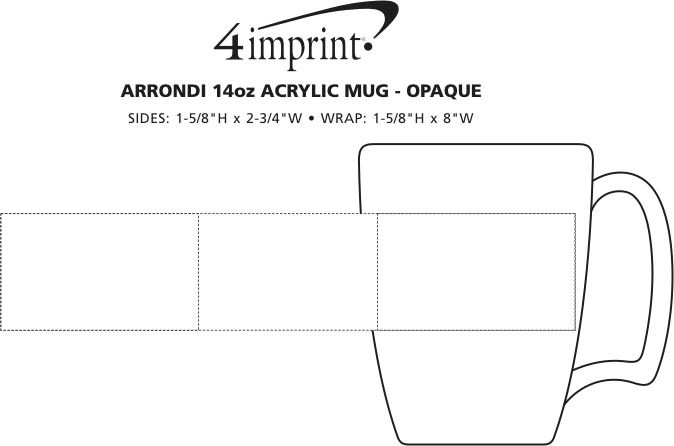 Imprint Area of Arrondi Acrylic Mug with Lid - 14 oz. - Opaque