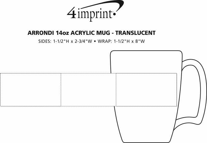 Imprint Area of Arrondi Acrylic Mug with Lid - 14 oz. - Translucent