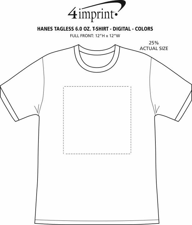 Imprint Area of Hanes Authentic T-Shirt - Full Color - Colors