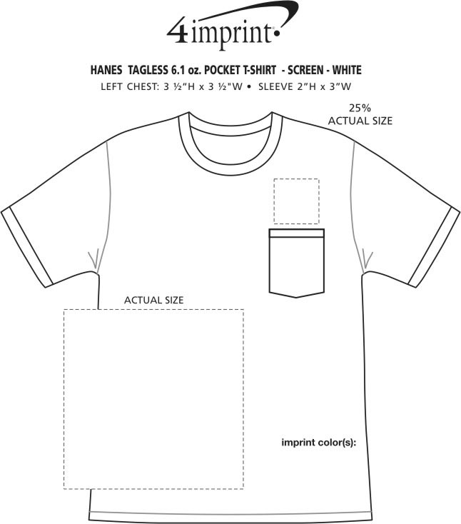 Imprint Area of Hanes Authentic Pocket T-Shirt - Screen - White