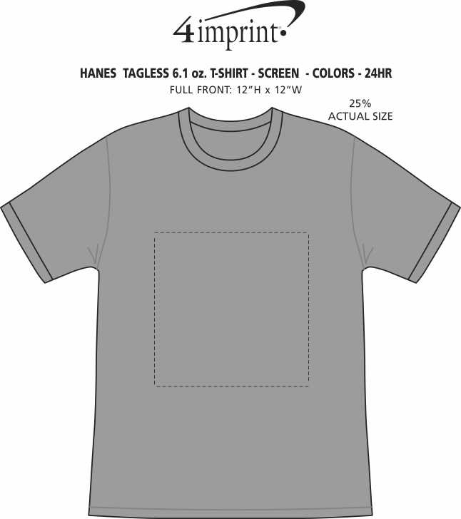 Imprint Area of Hanes Authentic T-Shirt - Screen - Colors - 24 hr