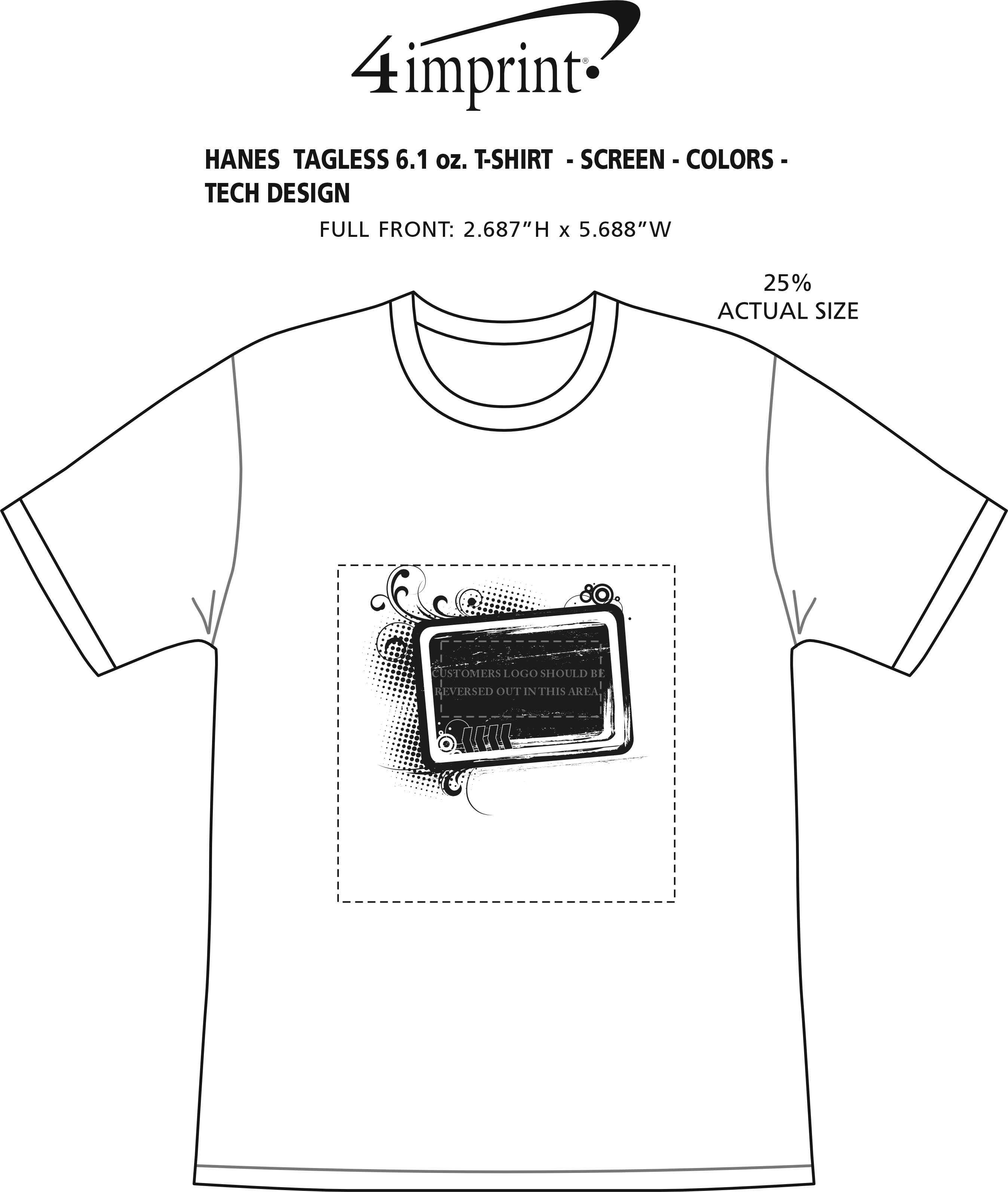Imprint Area of Hanes Authentic T-Shirt - Screen - Colors - Tech Design