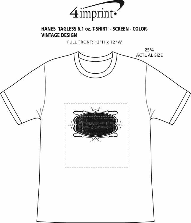 Imprint Area of Hanes Authentic T-Shirt - Screen - Colors - Vintage Design