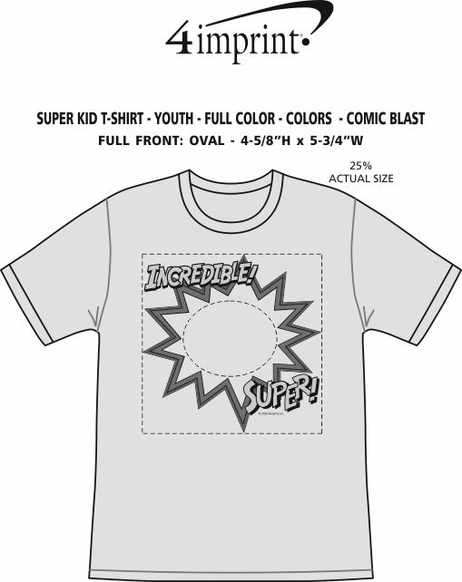 Imprint Area of Super Kid T-Shirt - Youth - Full Color - Colors - Comic Blast