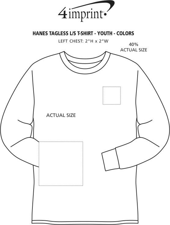 Imprint Area of Hanes Authentic LS T-Shirt - Youth - Colors