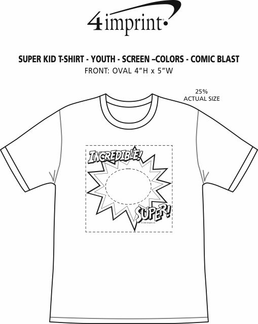 Imprint Area of Super Kid T-Shirt - Youth - Screen - Colors - Comic Blast