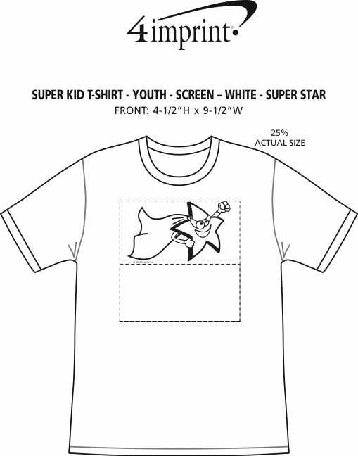 Imprint Area of Super Kid T-Shirt - Youth - Screen - White - Super Star