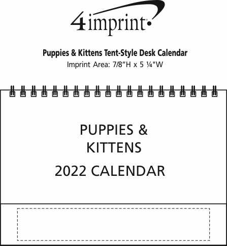 Imprint Area of Puppies & Kittens Tent-Style Desk Calendar