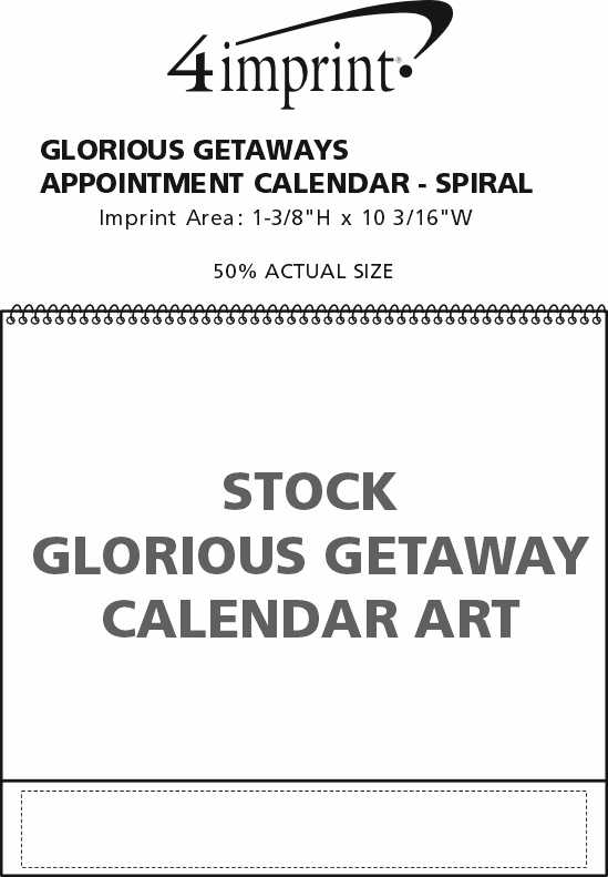 Imprint Area of Glorious Getaways Calendar - Spiral