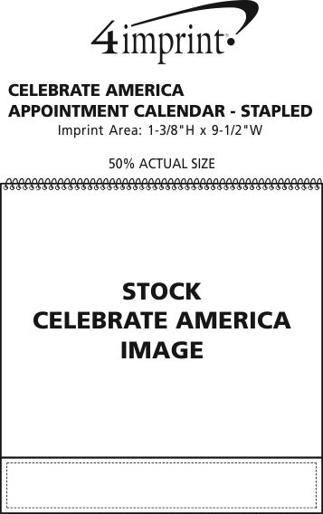 Imprint Area of Celebrate America Calendar - Stapled