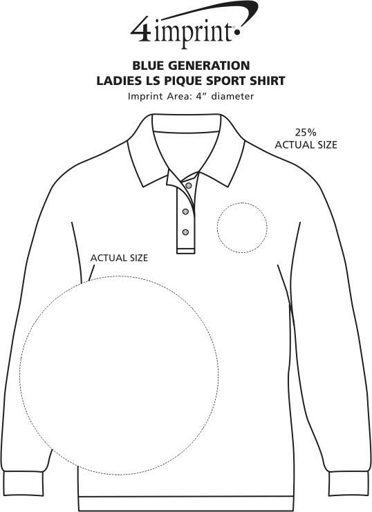 Imprint Area of Superblend Long Sleeve Pique Polo - Ladies'