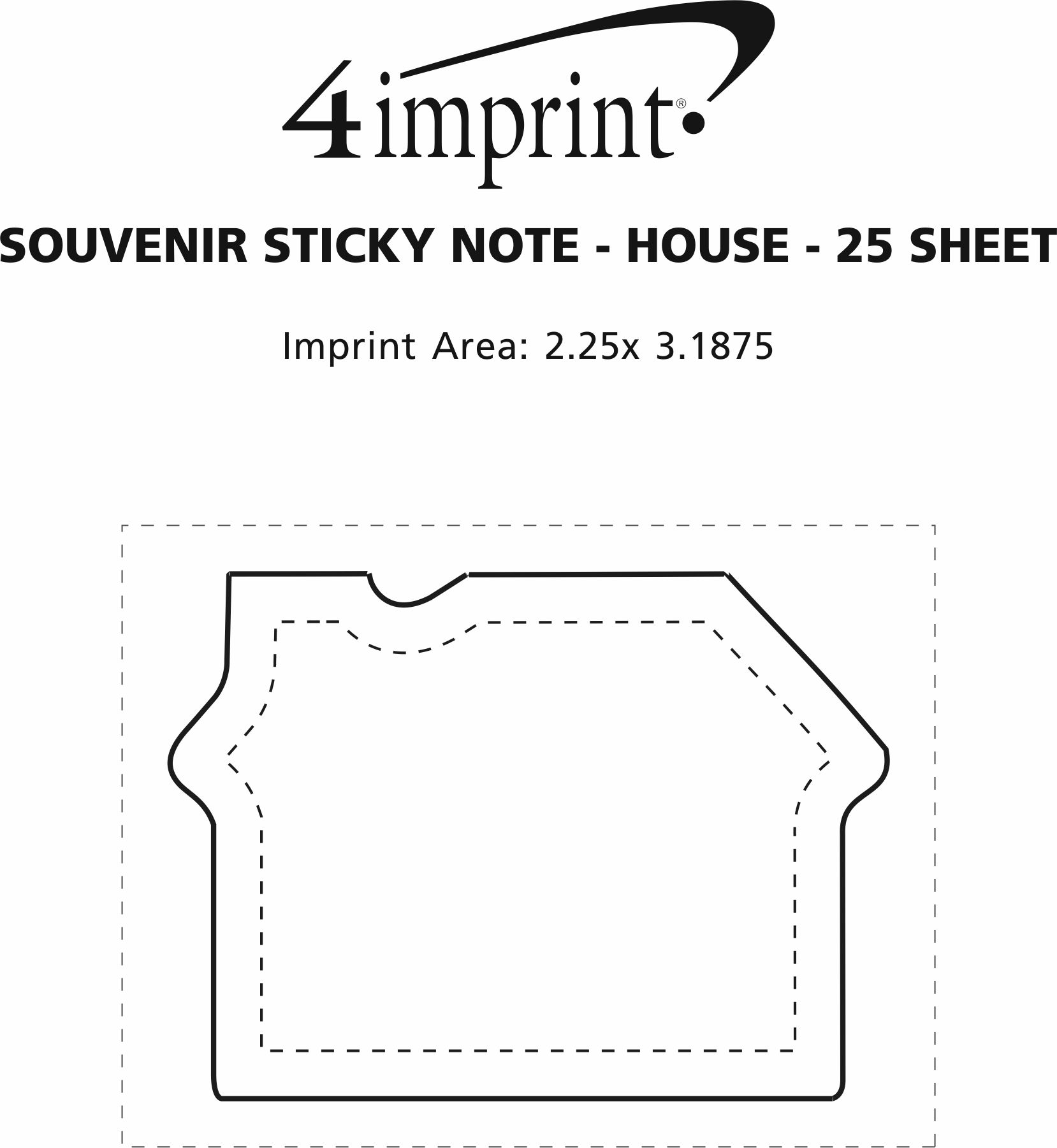 Imprint Area of Souvenir Sticky Note - House - 25 Sheet