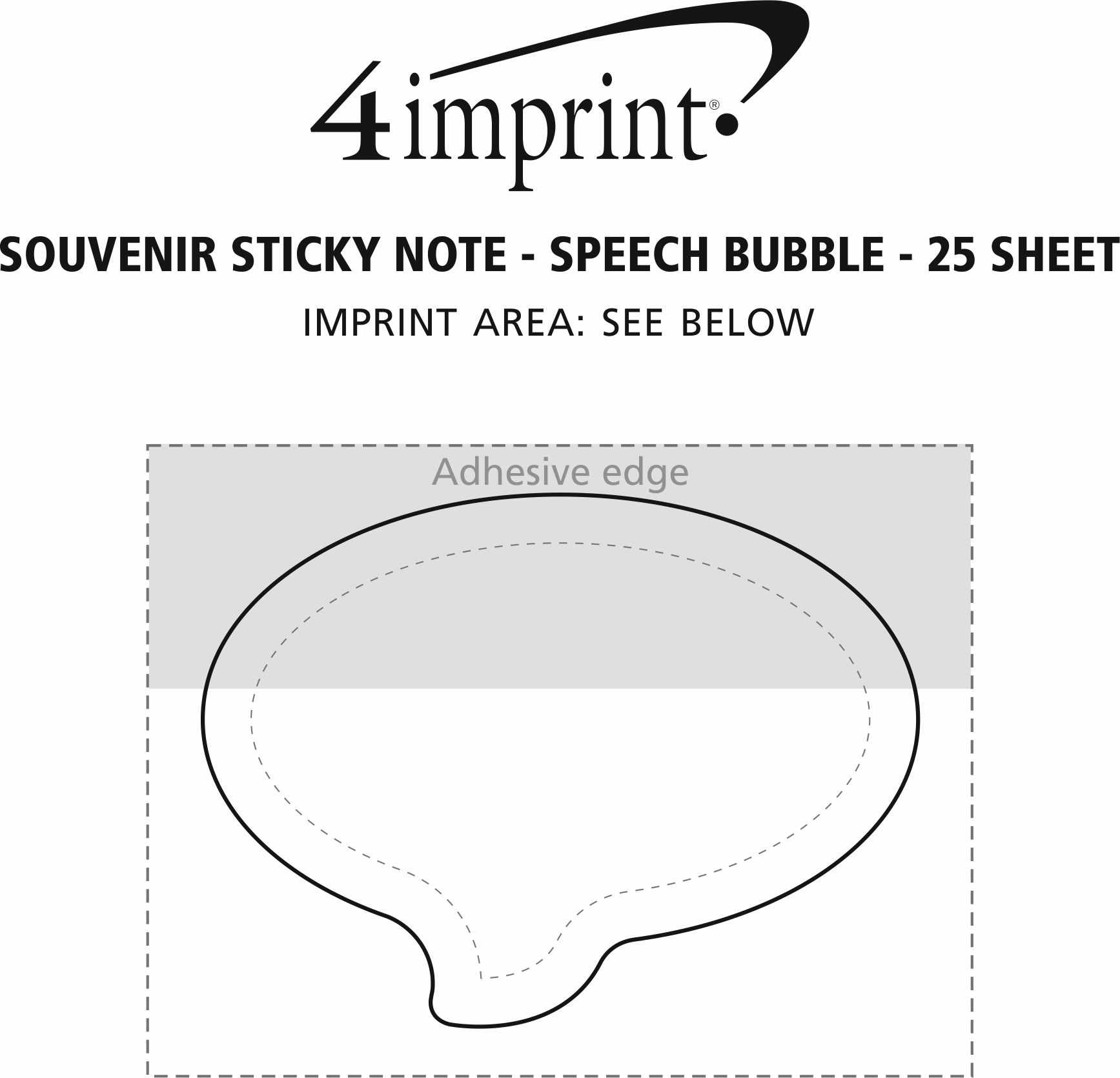 Imprint Area of Souvenir Sticky Note - Speech Bubble - 25 Sheet