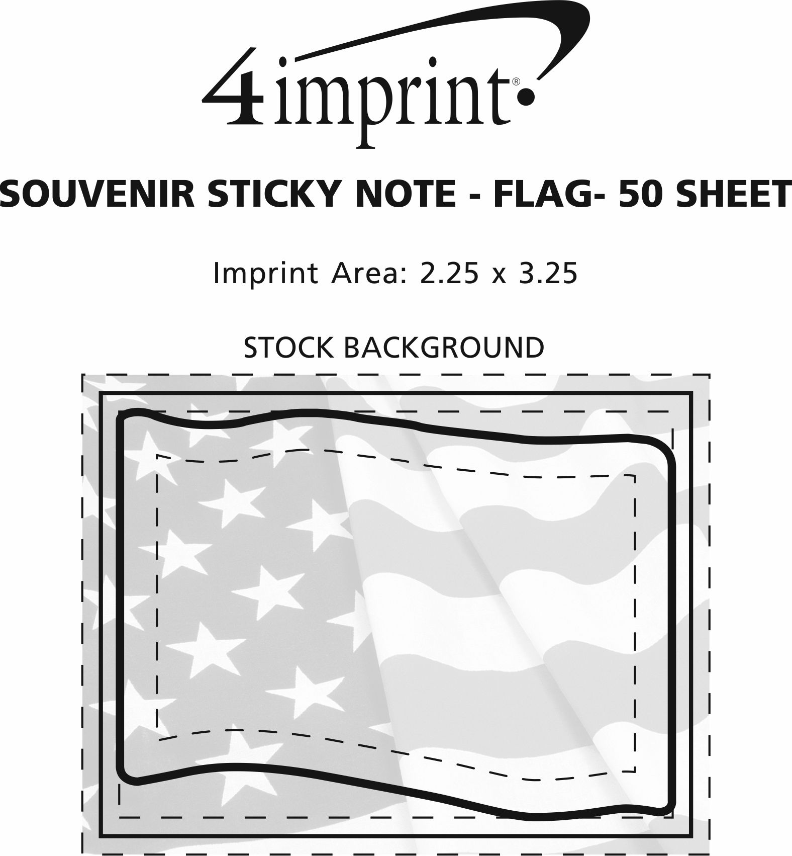 Imprint Area of Souvenir Sticky Note - Flag - 50 Sheet
