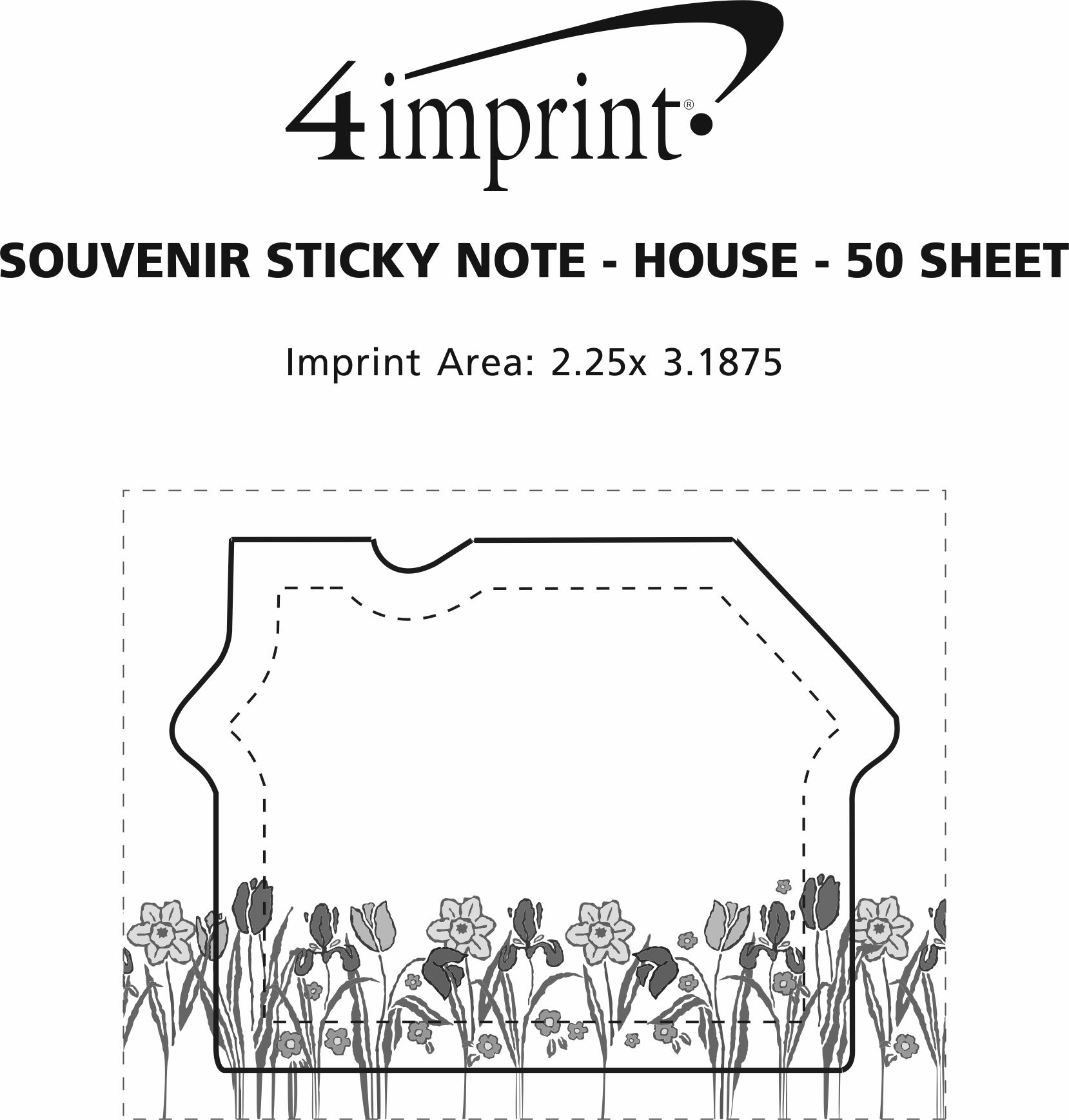 Imprint Area of Souvenir Sticky Note - House - 50 Sheet