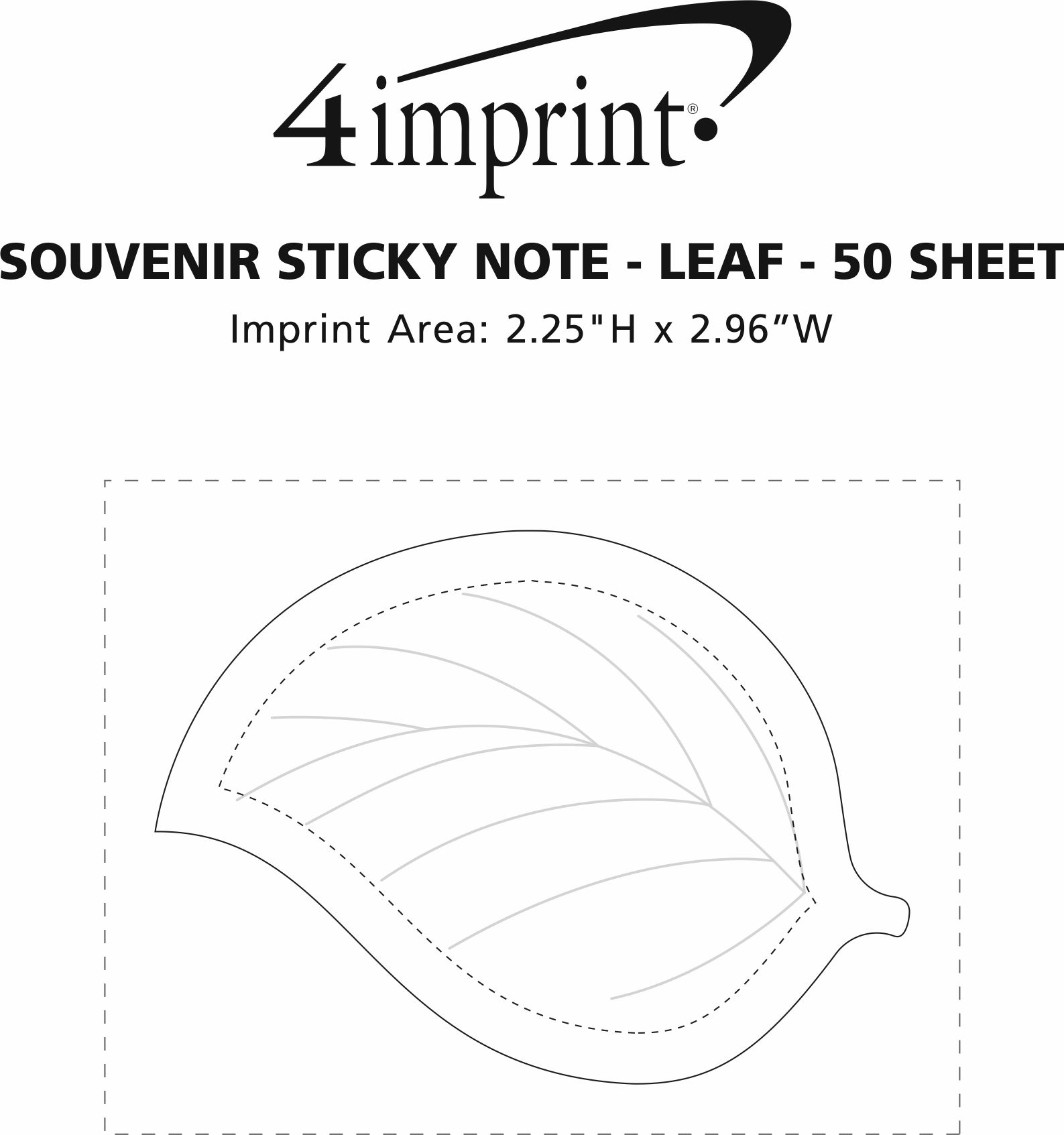 Imprint Area of Souvenir Sticky Note - Leaf - 50 Sheet
