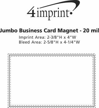 Imprint Area of Jumbo Business Card Magnet - 20 mil