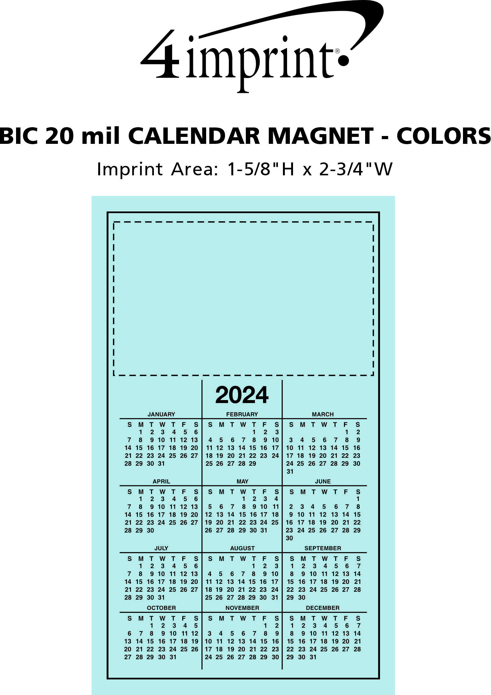 Imprint Area of Calendar Magnet - Medium - Colors