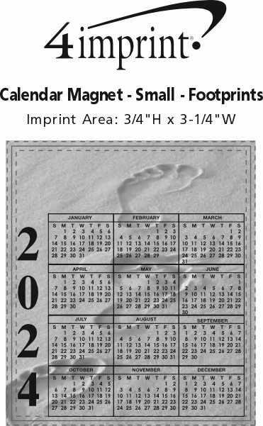 Imprint Area of Calendar Magnet - Small - Footprints