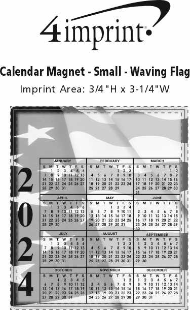 Imprint Area of Calendar Magnet - Small - Waving Flag