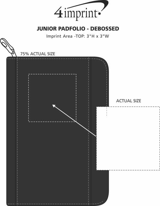 Imprint Area of Junior Padfolio - Debossed
