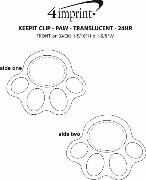 Imprint Area of Keep-it Clip - Paw - Translucent - 24 hr