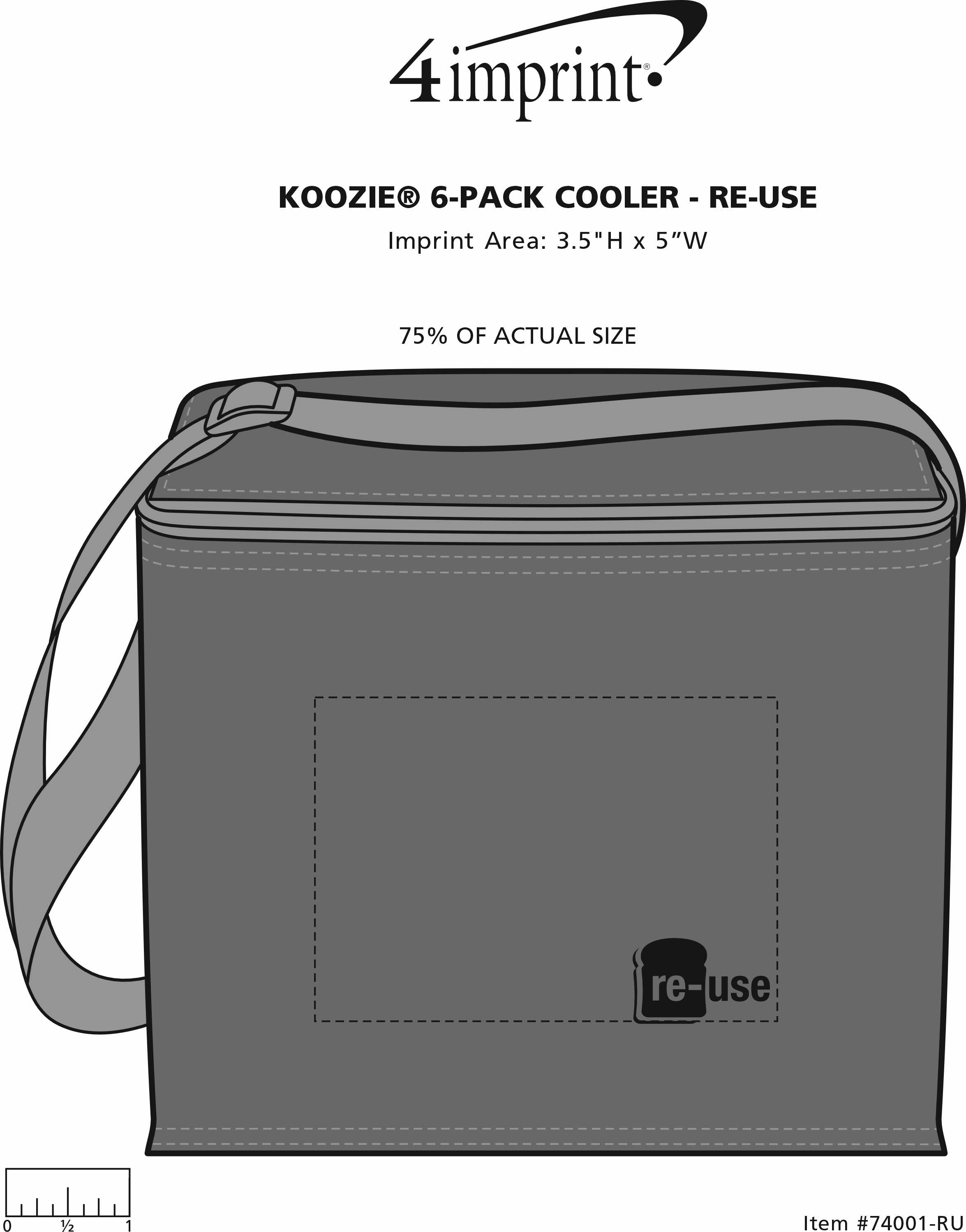 Imprint Area of Koozie® 6-Pack Kooler - Re-Use