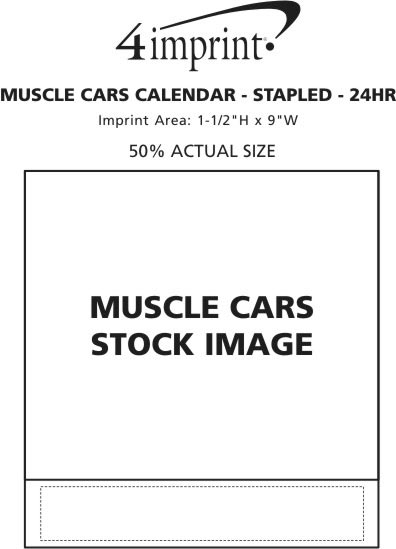 Imprint Area of Muscle Cars Calendar - Stapled - 24 hr